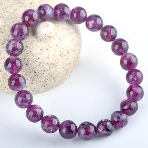 7A genuine natural purple lepidolite bracelet, 7 - 14mm round shape beaded bracelet