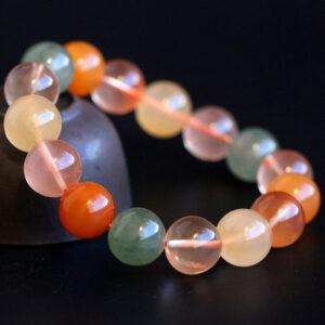 7A genuine natural colorful agate bracelet, 6 - 14mm round shape beaded bracelet