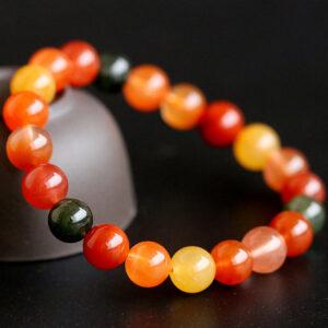 6A genuine natural colorful agate bracelet, 6 - 14mm round shape beaded bracelet