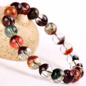 7A genuine natural colorful phantom quartz bracelet, 6 - 13mm round shape beaded bracelet