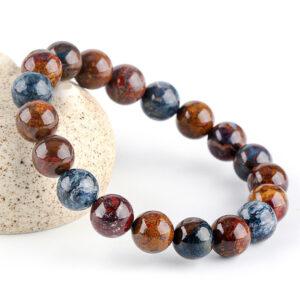 6A genuine natural colorful pietersite bracelet, 7 - 14mm round shape beaded bracelet