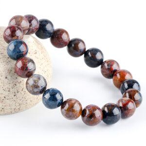 4A genuine natural colorful pietersite bracelet, 7 - 14mm round shape beaded bracelet
