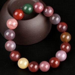 7A genuine natural colorful candy agate bracelet, 8 - 14mm round shape beaded bracelet