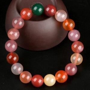 6A genuine natural colorful candy agate bracelet, 8 - 14mm round shape beaded bracelet