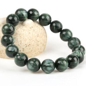 best genuine natural seraphinite bracelet, 8 - 14mm round shape beaded bracelet