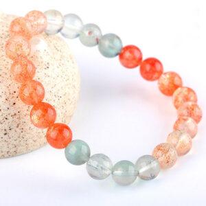 best genuine natural colorful arusha sunstone bracelet, 6 - 12mm round shape beaded bracelet
