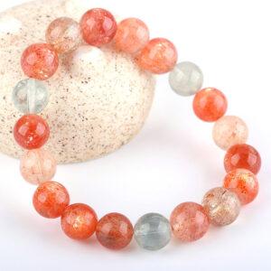 7A genuine natural arusha sunstone bracelet, 6 - 12mm round shape beaded bracelet