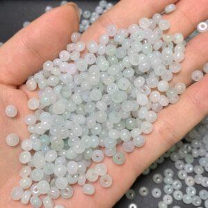 drum shape genuine natural icy white jadeite bead, small jade bead