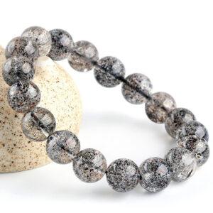 7A genuine natural black spots super seven quartz bracelet, 7 - 13mm round shape beaded bracelet