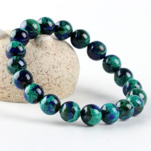 7A genuine natural chrysocolla bracelet, 7 - 12mm round shape beaded bracelet