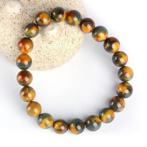 best genuine natural oil painting style pietersite bracelet, 7 - 14mm round shape beaded bracelet