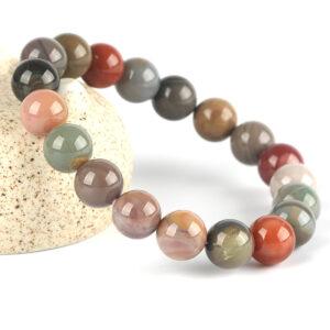 6A genuine natural colorful stripe agate bracelet, 6 - 14mm round shape beaded bracelet