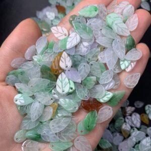 leaf shape genuine natural jadeite bead, colorful jade bead