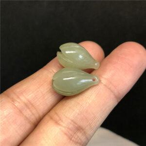 magnolia flower shape natural nephrite jade charm bead