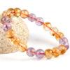 5A genuine natural ametrine bracelet, 7 - 10mm round shape beaded bracelet