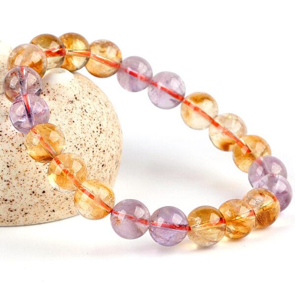 5A genuine natural ametrine bracelet, 7 - 10mm round shape beaded bracelet
