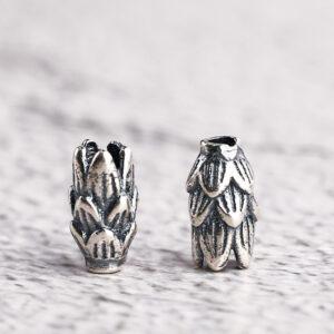 lotus flower shape s925 sterling silver bead, oxidized silver flower bead