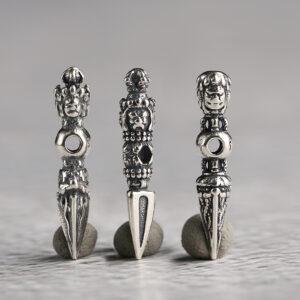 s925 sterling silver Vajra shape charm bead, oxidized silver vajra charm