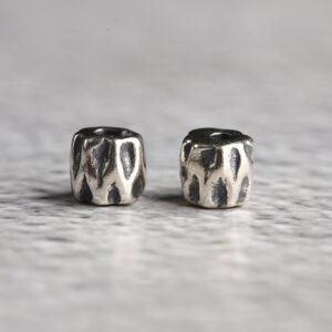 trunk shape s925 sterling silver bead, oxidized silver flower bead