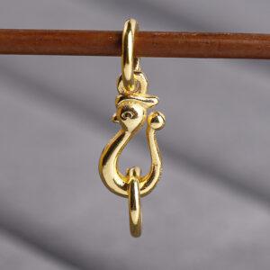 double rings phoenix shape gild s925 sterling silver clasp, flower pattern golden clasp bead