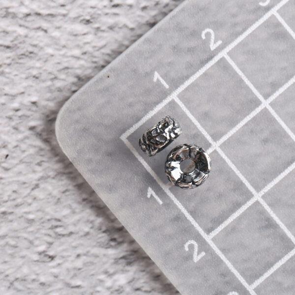 s925 sterling silver cracking pattern rondelle bead, oxidized silver bead - Image 2