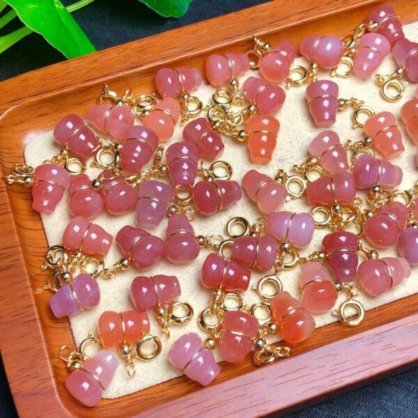 gourd shape genuine natural agate charm, red and pink agate clasp charm bead - Image 2