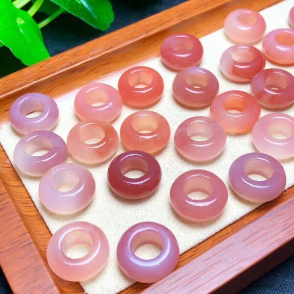 ring shape genuine natural agate bead, red and pink agate jump ring bead - Image 2