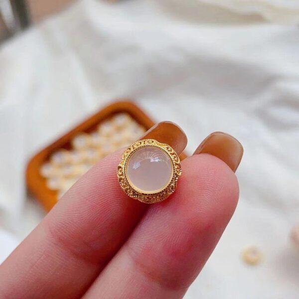 round shape genuine natural agate bead, flower pattern white agate round bead - Image 2