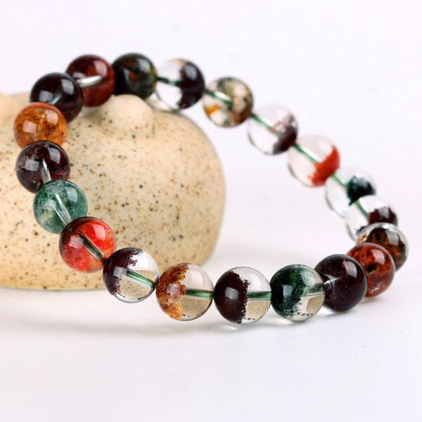 7A genuine natural colorful phantom quartz bracelet, 6 - 13mm round shape beaded bracelet - Image 2