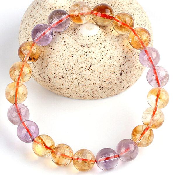 5A genuine natural ametrine bracelet, 7 - 10mm round shape beaded bracelet - Image 2