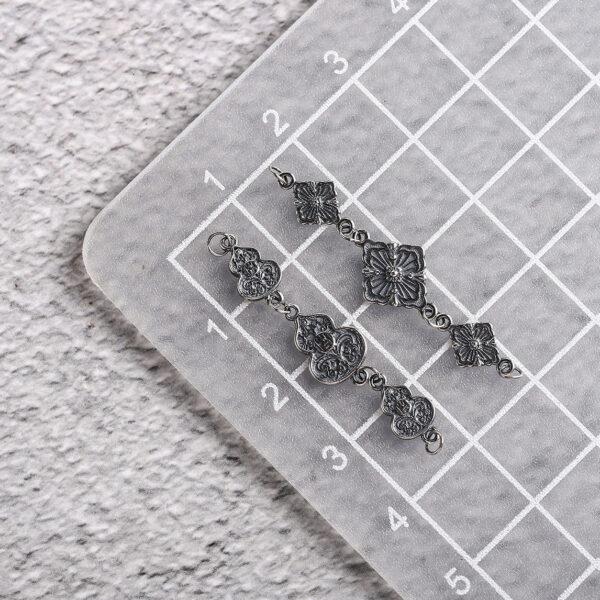 s925 sterling silver flower shape chain, oxidized silver gourd charm - Image 2