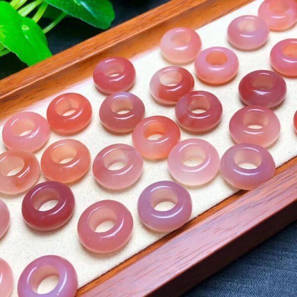 ring shape genuine natural agate bead, red and pink agate jump ring bead - Image 3