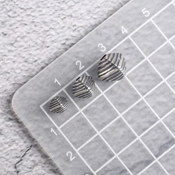 s925 sterling silver line pattern polyhedron bead, oxidized silver bead - Image 3