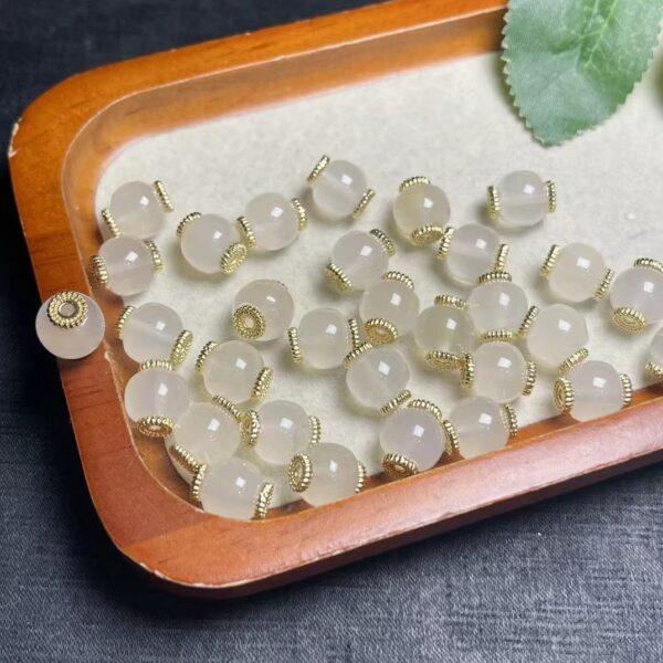 drum shape genuine natural agate bead, white agate drum bead - Image 3