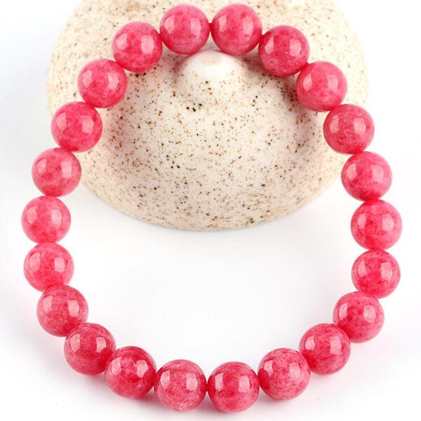 7A genuine natural rhodonite bracelet, 6 - 14mm round shape beaded bracelet - Image 3