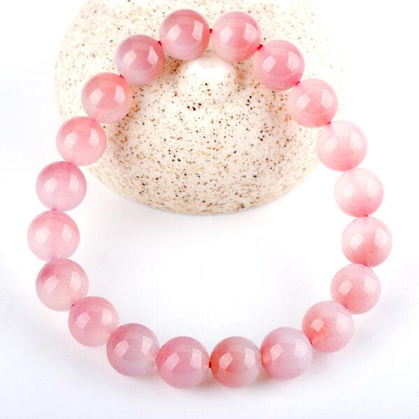 best genuine natural clear pink agate bracelet, 7 - 12mm round shape beaded bracelet - Image 3