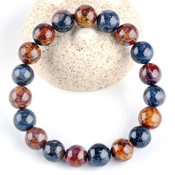 7A genuine natural colorful pietersite bracelet, 7 - 14mm round shape beaded bracelet - Image 3