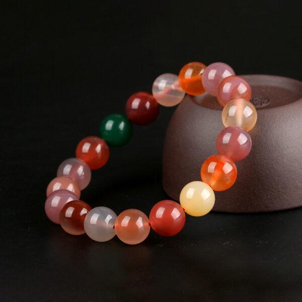 6A genuine natural colorful candy agate bracelet, 8 - 14mm round shape beaded bracelet - Image 3