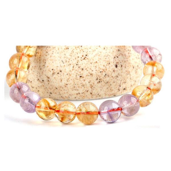 5A genuine natural ametrine bracelet, 7 - 10mm round shape beaded bracelet - Image 3