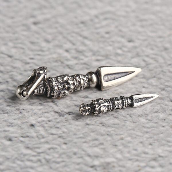 s925 sterling silver vajra shape charm bead, oxidized silver vajra charm - Image 3