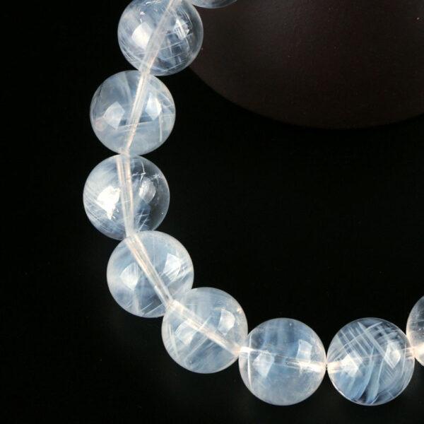 7A genuine natural blue needle quartz bracelet, 7 - 10mm round shape beaded bracelet - Image 4