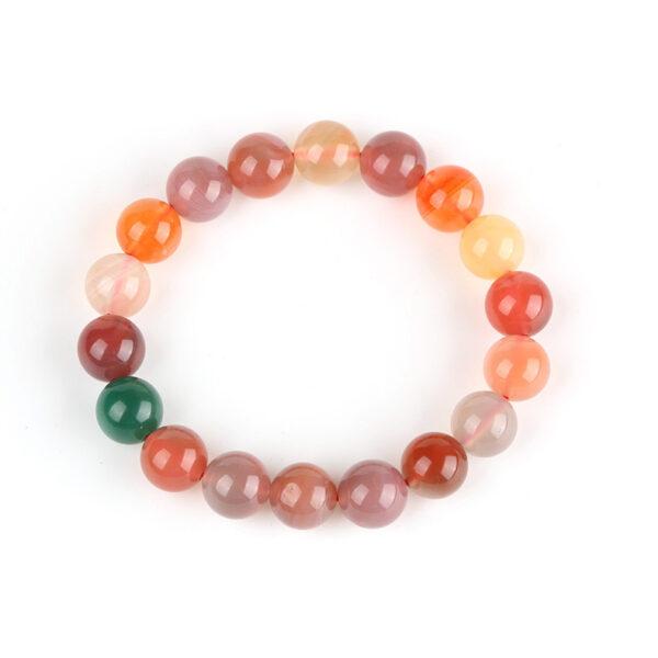 6A genuine natural colorful candy agate bracelet, 8 - 14mm round shape beaded bracelet - Image 4