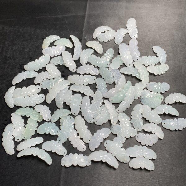 Curved butterfly shape genuine natural icy jadeite bead, jade bracelet bead - Image 4