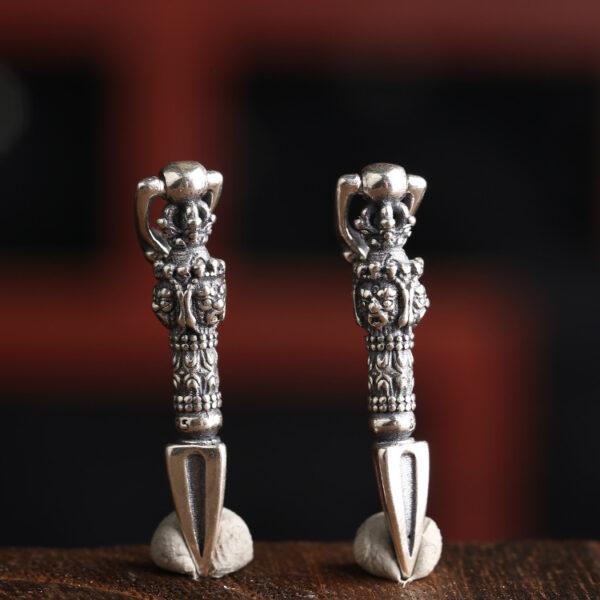 s925 sterling silver vajra shape charm bead, oxidized silver vajra charm - Image 4