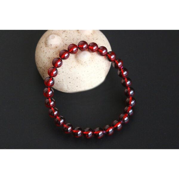 7A wine red genuine natural garnet bracelet, 6 - 10mm round shape beaded bracelet - Image 6
