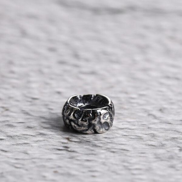 s925 sterling silver cracking pattern rondelle bead, oxidized silver bead - Image 4