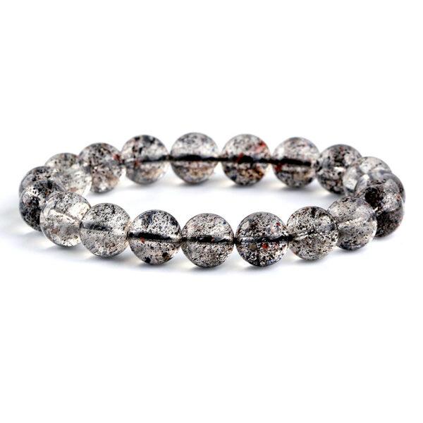 best genuine natural black spots super seven quartz bracelet, 7 - 13mm round shape beaded bracelet - Image 5