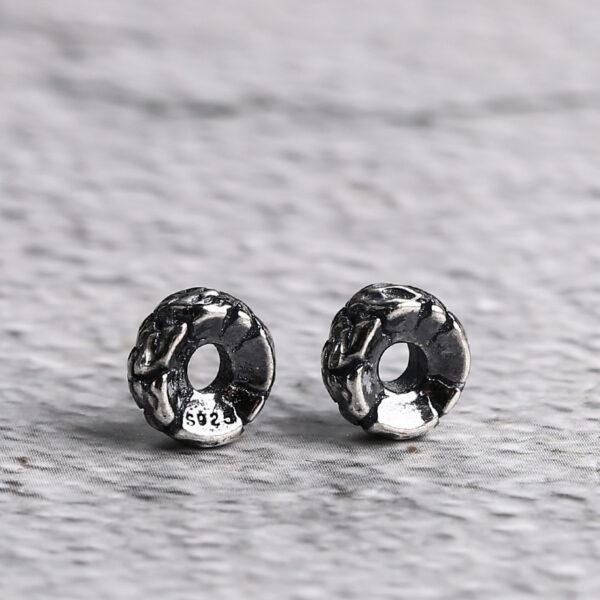 s925 sterling silver cracking pattern rondelle bead, oxidized silver bead - Image 5