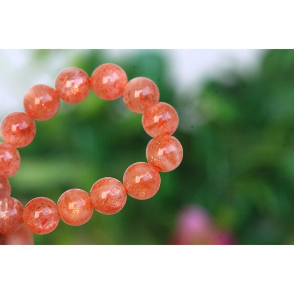 5A golden light genuine natural sunstone bracelet, 6 - 12mm round shape beaded bracelet - Image 5