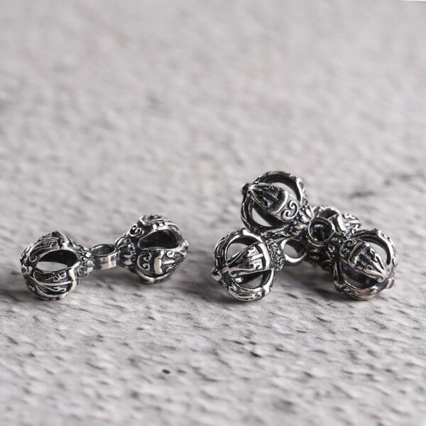 s925 sterling silver vajra shape charm bead, oxidized silver vajra charm - Image 4